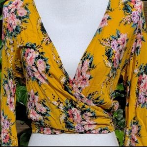 Long Sleeved Floral Crop Top